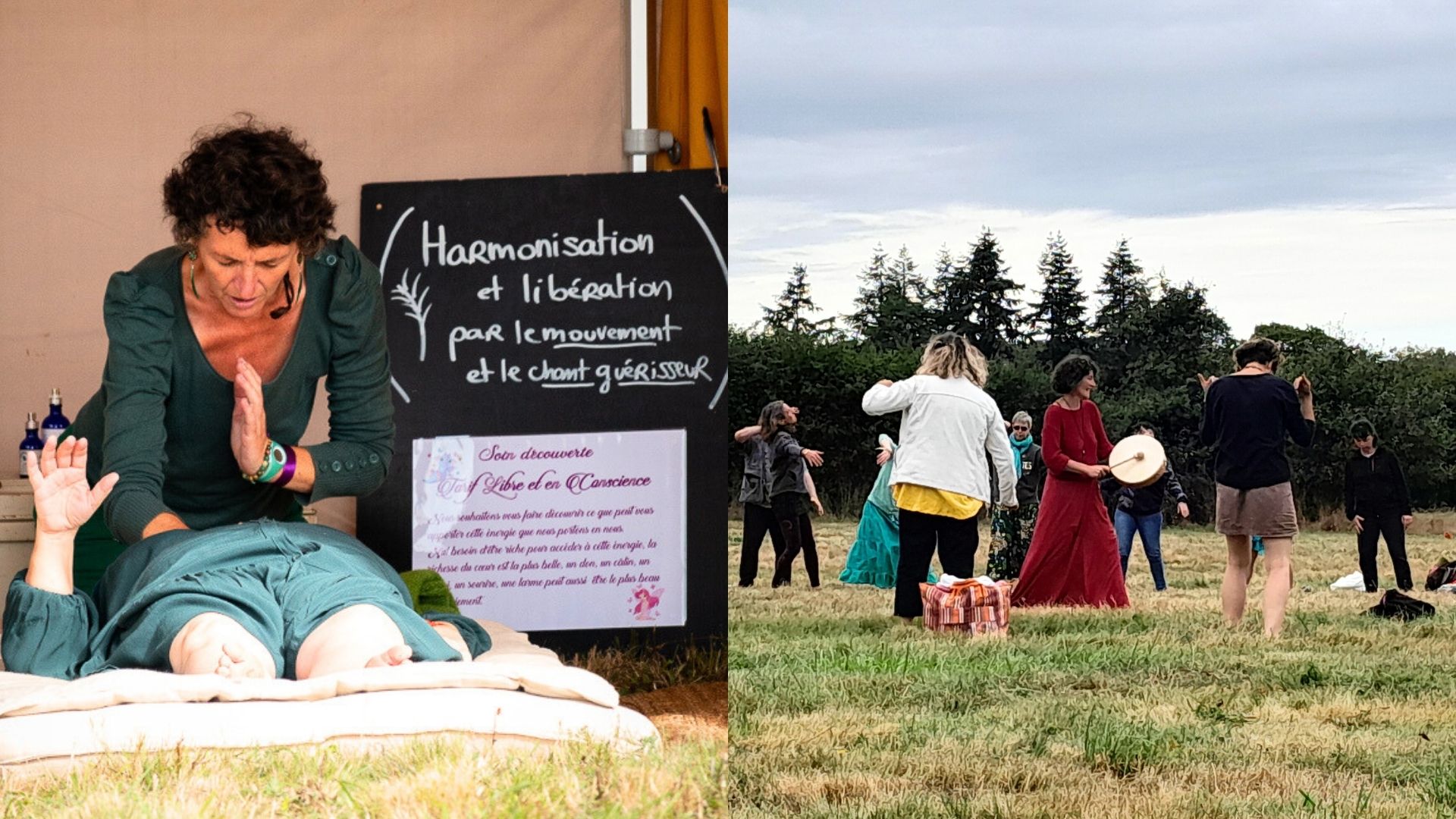 Soin individuel et atelier collectif avec Sylvaine-Arae au Festival des Energies en Bretagne